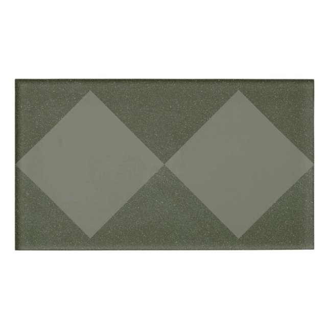 Minimal Diamond Moss Green Name Tag (Front)