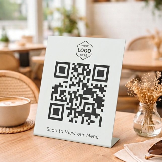 Minimal Digital Menu scan QR Code Pedestal Sign (Creator Uploaded)