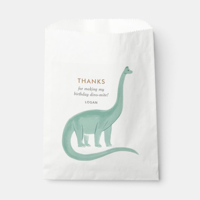 Minimal Dinosaur Birthday Party Favour Bag (Front)