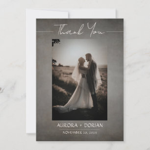 Minimal Distressed Wedding Photo Thank You Card