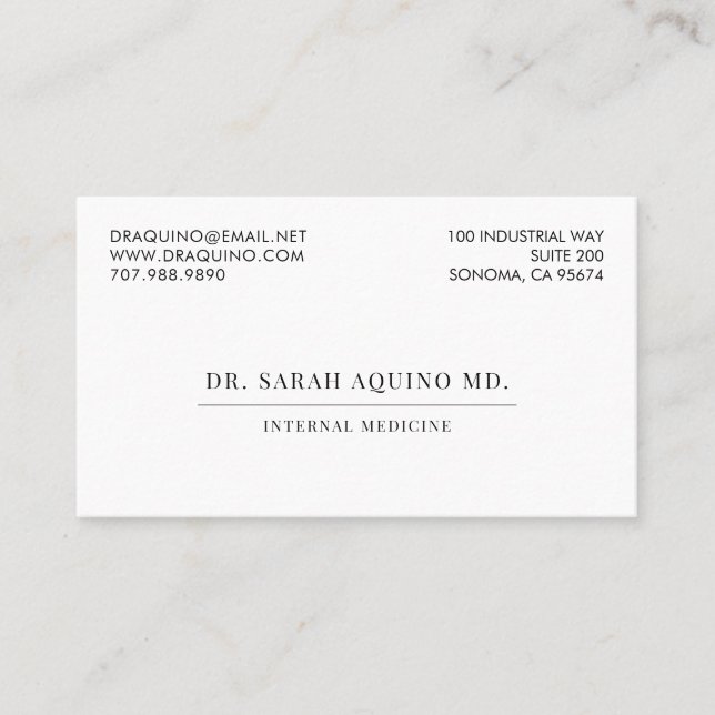 Minimal Doctor Physician Business & Appointment Card (Front)
