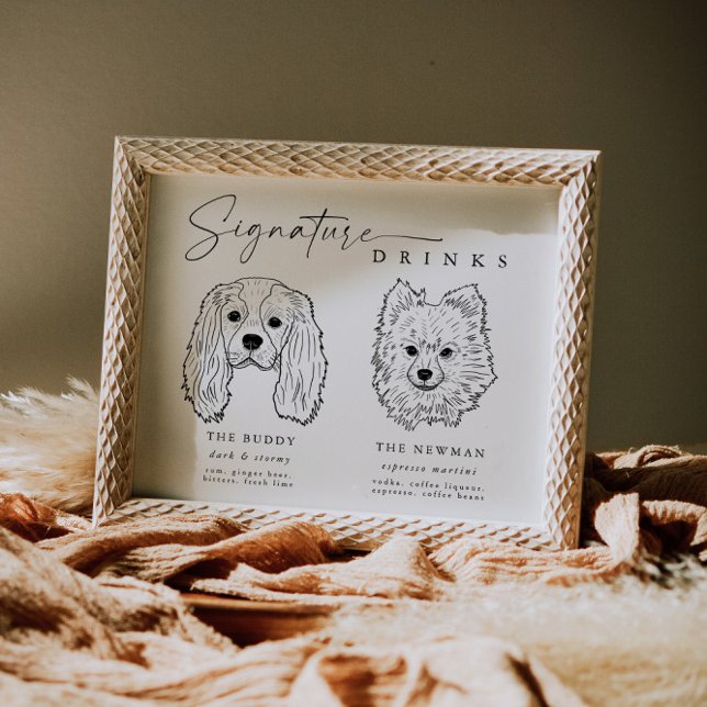 Minimal Dog Signature Drinks Wedding Pet Bar Sign (Creator Uploaded)