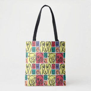 Minimal Dogs Line Art Collage Tote Bag