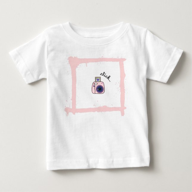 Minimal Doodle Camera Click Art Design Baby T-Shirt (Front)