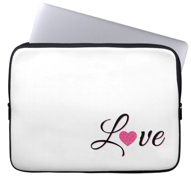 Minimal Dotted Heart Design Laptop Sleeve (Front)