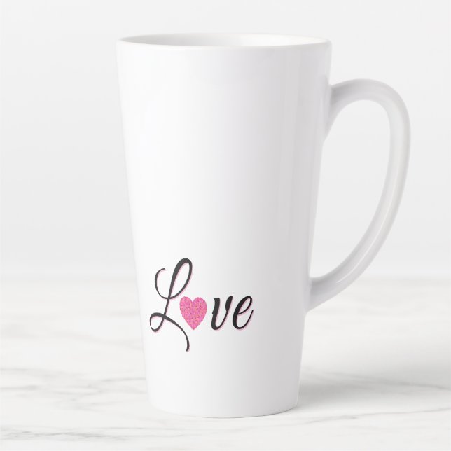 Minimal Dotted Heart Design Latte Mug (Right)
