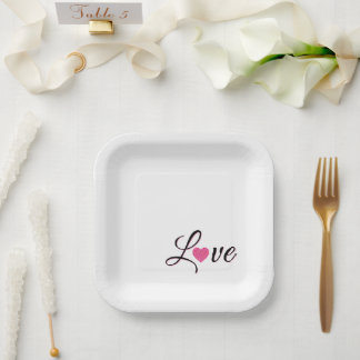 Minimal Dotted Heart Design Paper Plate