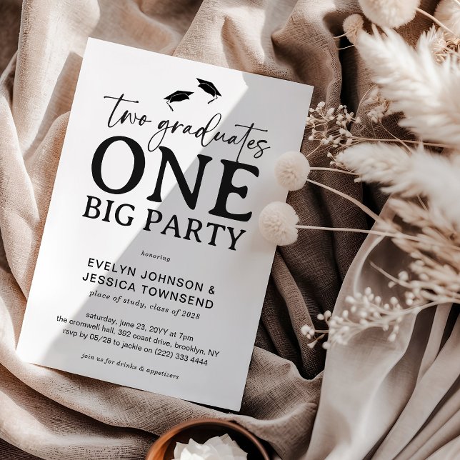 Minimal Double Graduation Party  Invitation (Creator Uploaded)