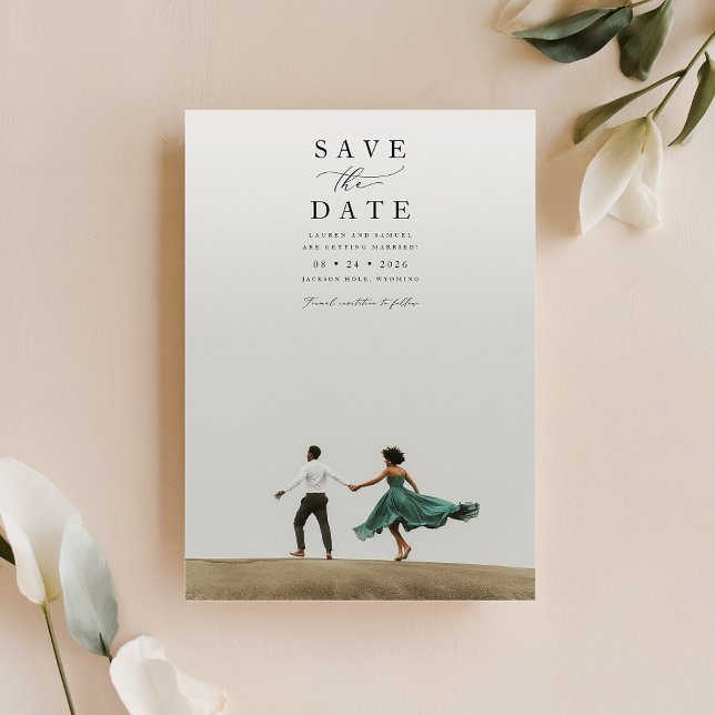 Minimal Double Sided Photo Wedding Save the Date Invitation (Creator Uploaded)