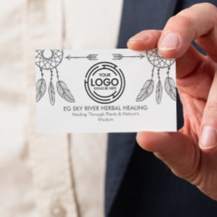 Minimal Dream-catchers, Feathers, Arrows Wellness Business Card