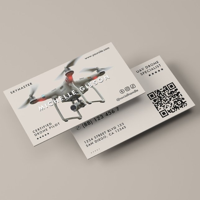 Minimal Drone Pilot UAV Operator Beige Sand Business Card (Minimal Drone Pilot UAV Operator Beige Sand Business Card
)