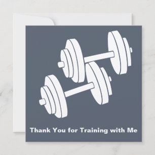 Minimal Dumbbell Grey White Square Thank You Card