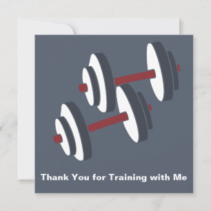 Minimal Dumbbell Grey White Thank You Card