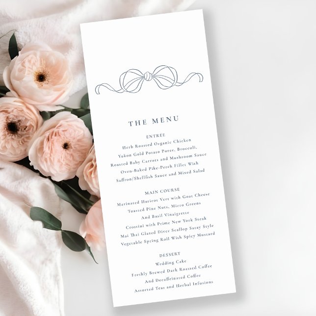 Minimal Dusky Blue Coquette Bow Wedding Program (Creator Uploaded)