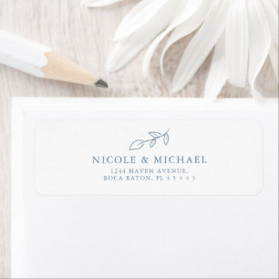 Minimal Dusty Blue Botanical Leaf Return Address Label