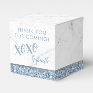 Minimal Dusty Blue Glitter Marble xoxo Favour Box