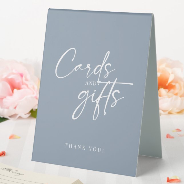 Minimal Dusty Blue Modern Script Cards and Gifts (In SItu (Wedding))