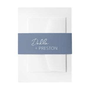 Minimal Dusty Blue Modern Wedding Invitation Belly Band