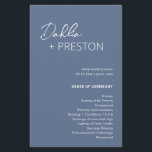 Minimal Dusty Blue Modern Wedding Program<br><div class="desc">Modern dusty blue wedding program featuring a simple and minimal design with the bride's name in an elegant script and the groom's name in a contemporary sans serif font. Below in the lower right corner are your event details and order of ceremony in a minimalist layout. The back has your...</div>