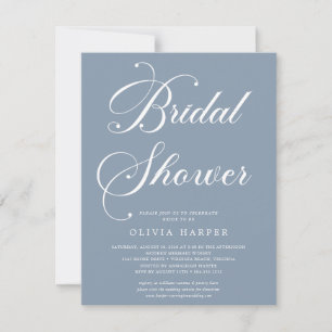 Minimal Dusty Blue Script Bridal Shower Invitation