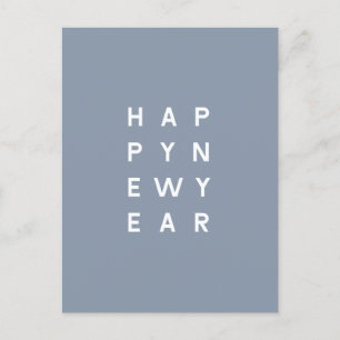 Minimal Dusty Blue Typography Photo New Year Holiday Postcard