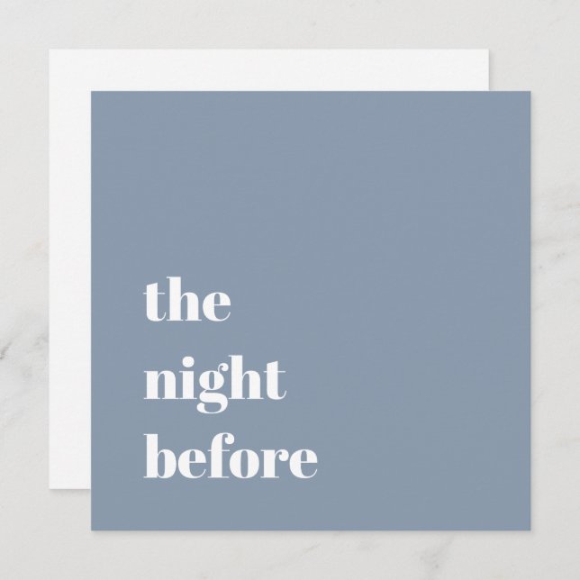 Minimal Dusty Blue Typography Wedding Rehearsal Invitation (Front/Back)