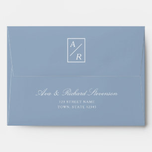 Minimal Dusty Blue Wedding Envelope