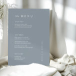 Minimal dusty blue Wedding MENU<br><div class="desc">These elegant,  modern wedding menu cards or rehearsal dinner menu cards feature a simple dusty blue background and white text design. Add your initials or monogram to make them completely your own.</div>