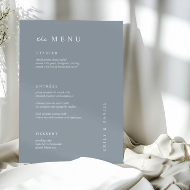 Minimal dusty blue Wedding MENU (Creator Uploaded)