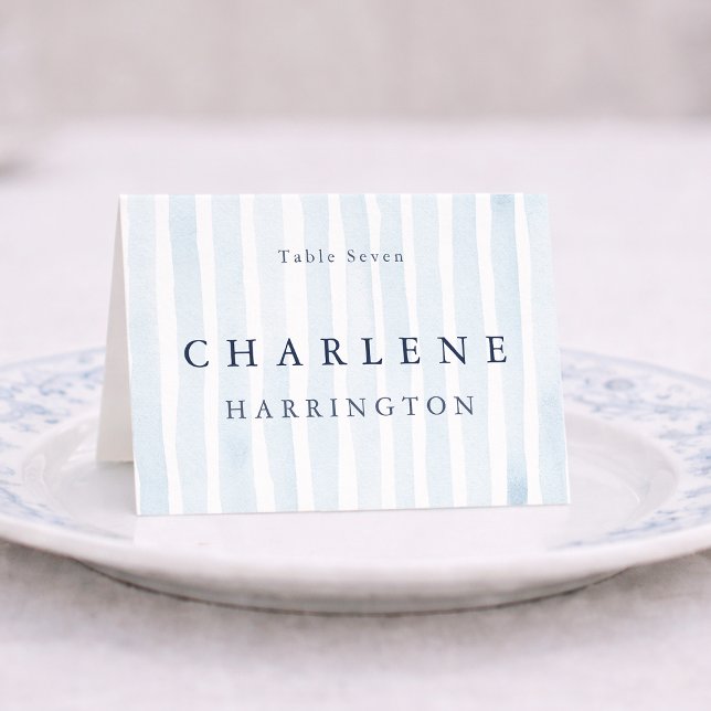 Minimal Dusty Blue Wedding Place Card  (Creator Uploaded)