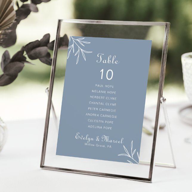 Minimal Dusty Blue Wedding Table 10 Seating Chart  Invitation (Creator Uploaded)
