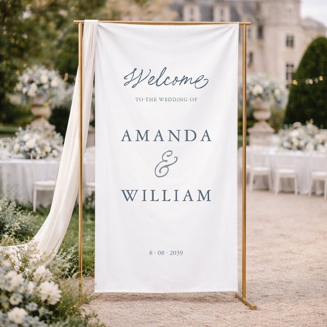 Minimal Dusty Blue Wedding Welcome Sign (Creator Uploaded)