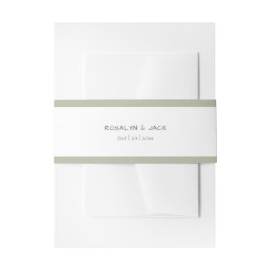 Minimal Dusty Green Bordered Invitation Belly Band