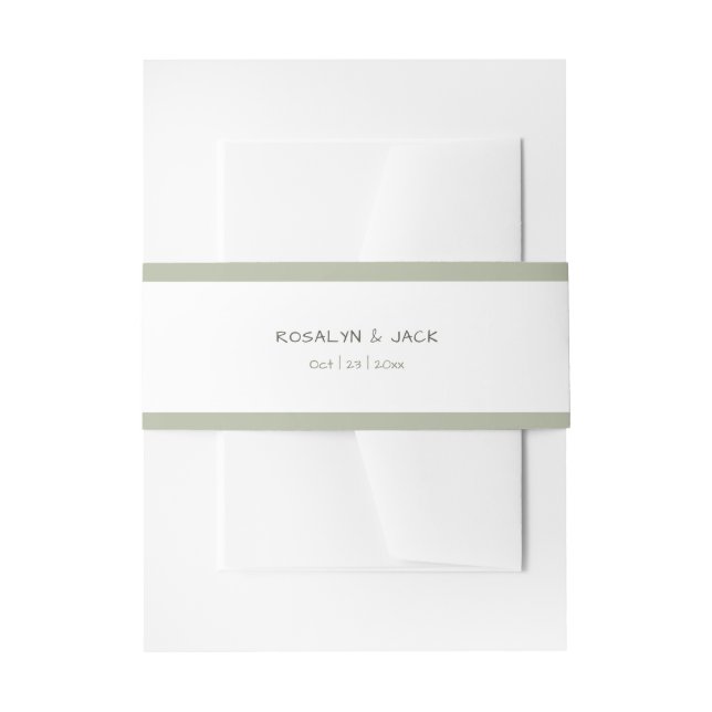 Minimal Dusty Green Bordered Invitation Belly Band (Front Example)