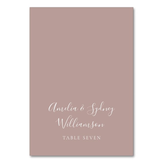 Minimal Dusty Mauve Script Custom Name Place Card (Front)