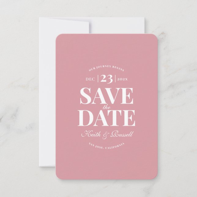 Minimal Dusty Pink Save the Date Typography  Invitation (Front)