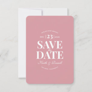 Minimal Dusty Pink Save the Date Typography Invitation