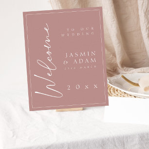 Minimal Dusty Pink Script Wedding Welcome Sign