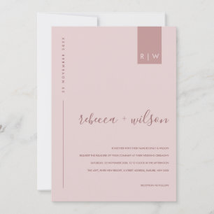 MINIMAL DUSTY ROSE PINK TYPOGRAPHY WEDDING INVITATION