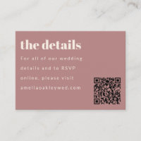 Minimal Dusty Rose Retro Custom Wedding QR Code