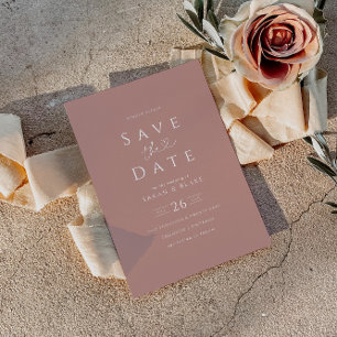 Minimal Dusty Rose Save the Date Invitation