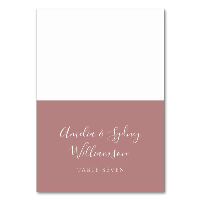 Minimal Dusty Rose Script Custom Name Place Card (Front)