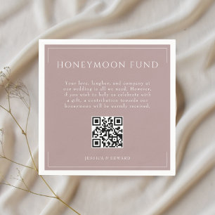 Minimal Dusty Rose Wedding Honeymoon Fund QR Code Napkin