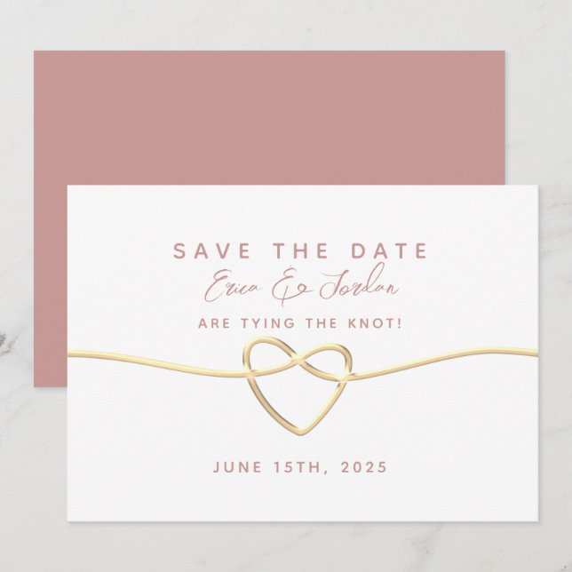 Minimal Dusty Rose Wedding  Save The Date (Front/Back)
