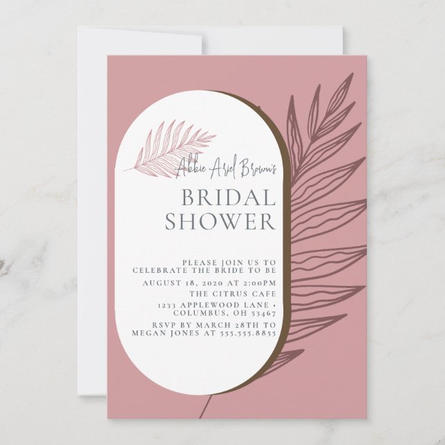 Minimal Dusty Script Bridal Shower  Invitation (Front)