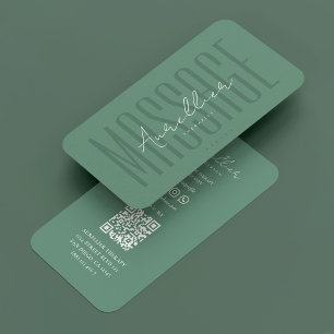 Minimal Dusty Teal Massage Physical Therapist  Business Card