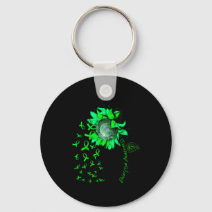 Minimal Dwarfism Awareness Sunflower Green Ribbon Key Ring