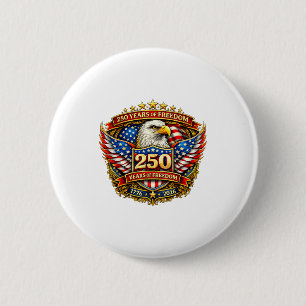 Minimal Eagle Flag 250 Years 1776 6 Cm Round Badge