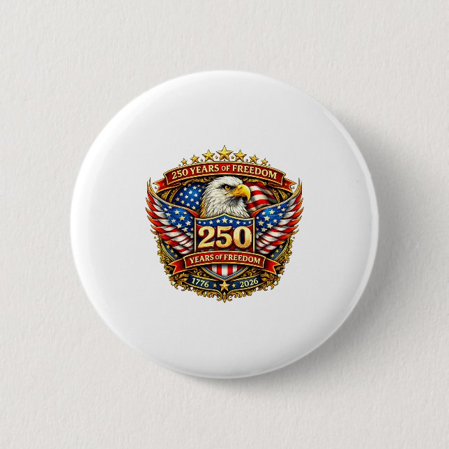 Minimal Eagle Flag 250 Years 1776 6 Cm Round Badge (Front)