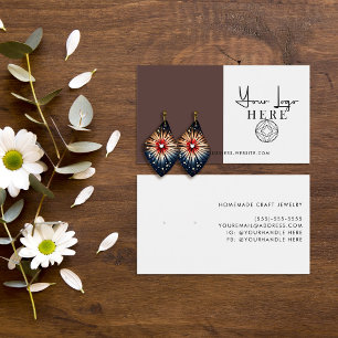 Minimal Earth Brown White Logo Earring Display